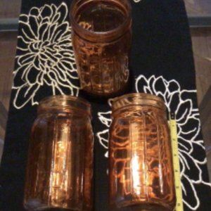 Orange Glass Mason Jar - Set Of 3 - Halloween 🎃 Wedding flowers Candle Holders